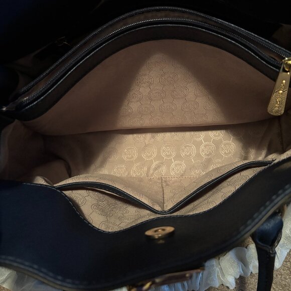 MICHAEL Michael Kors Navy Blue Leather North South Hamilton Tote - Picture 9 of 10